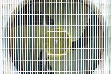 Electric fan aircondition,  Compressor aircondition outside office.